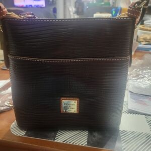 Dooney & Bourke Lizard  Embossed Crossbody Letter Carrier Bag Bordeaux